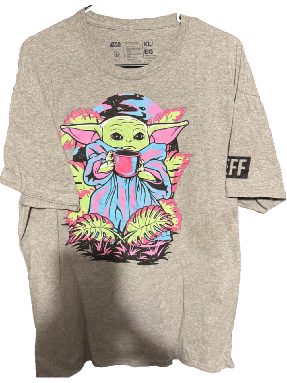 Star Wars Logo Mandalorian Grogu T-Shirt Men's Size XL Gray